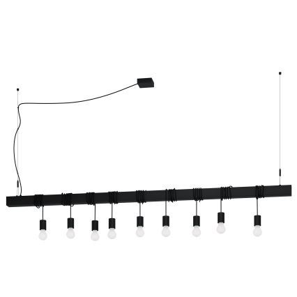 Eglo - Hanglamp aan een koord TOWNSHEND 9xE27/40W/230V zwart
