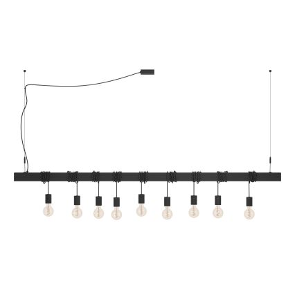 Eglo - Hanglamp aan een koord TOWNSHEND 9xE27/40W/230V zwart