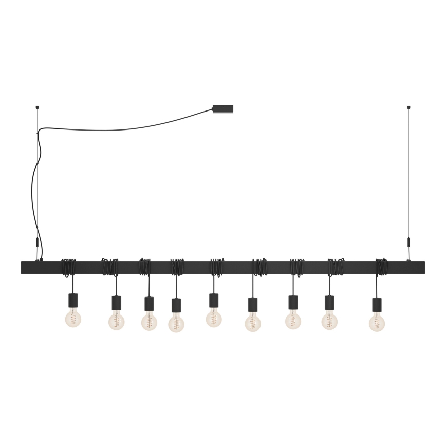 Eglo - Hanglamp aan een koord TOWNSHEND 9xE27/40W/230V zwart