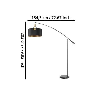 Eglo - Staande Lamp 3xE27/40W/230V zwart/goud