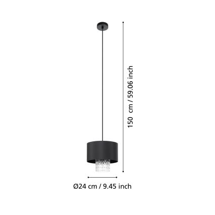 Eglo - Hanglamp aan een koord 1xE27/40W/230V zwart