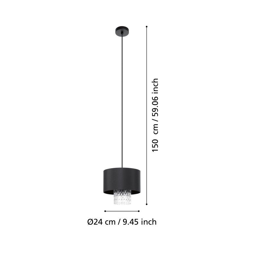 Eglo - Hanglamp aan een koord 1xE27/40W/230V zwart