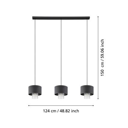 Eglo - Hanglamp aan een koord 3xE27/40W/230V zwart