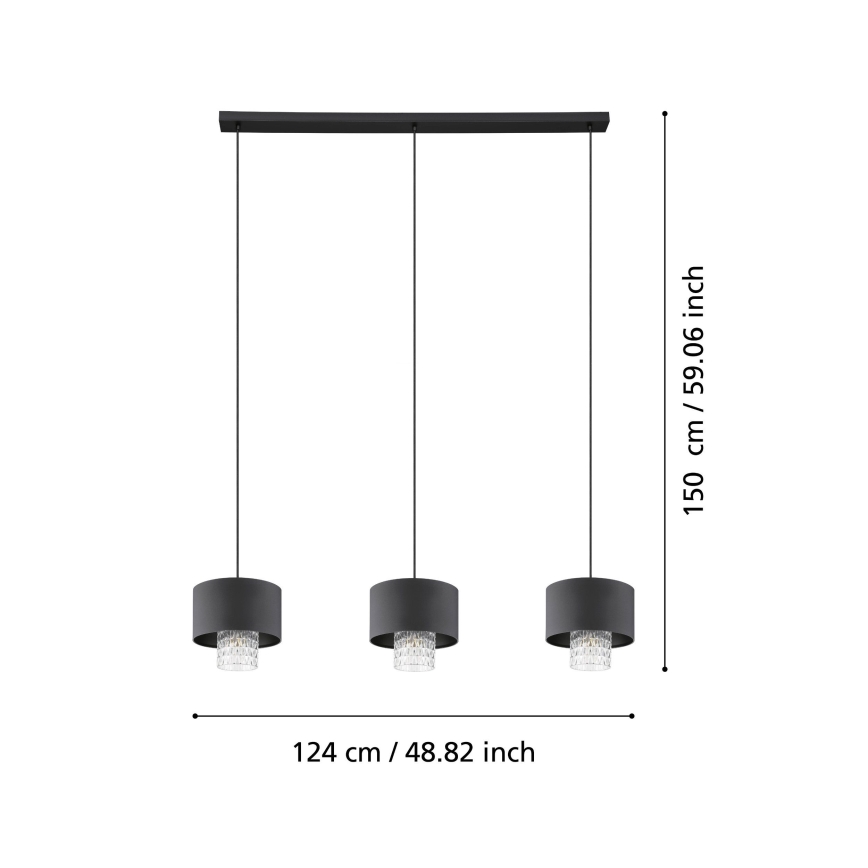 Eglo - Hanglamp aan een koord 3xE27/40W/230V zwart
