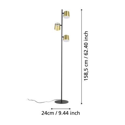 Eglo - Staande LED Lamp 3xGU10/4,6W/230V 3000K goud
