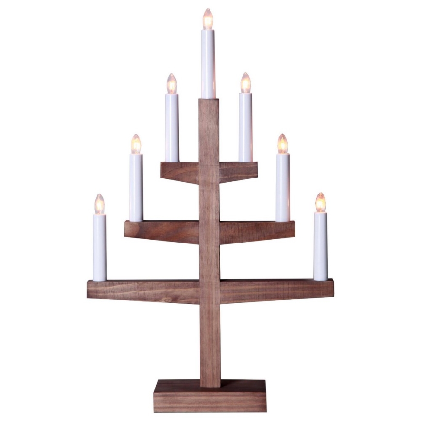 Eglo - Kerst Kandelaar 7xE10/3W/230V bruin