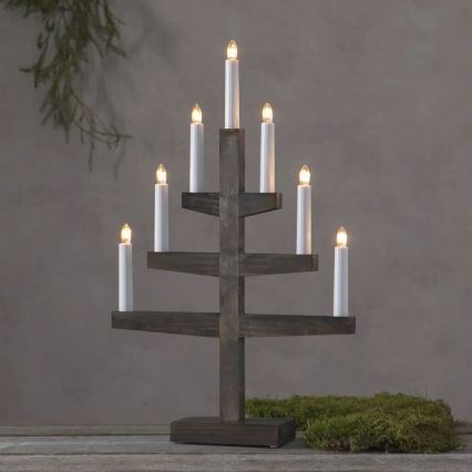 Eglo - Kerst Kandelaar 7xE10/3W/230V bruin