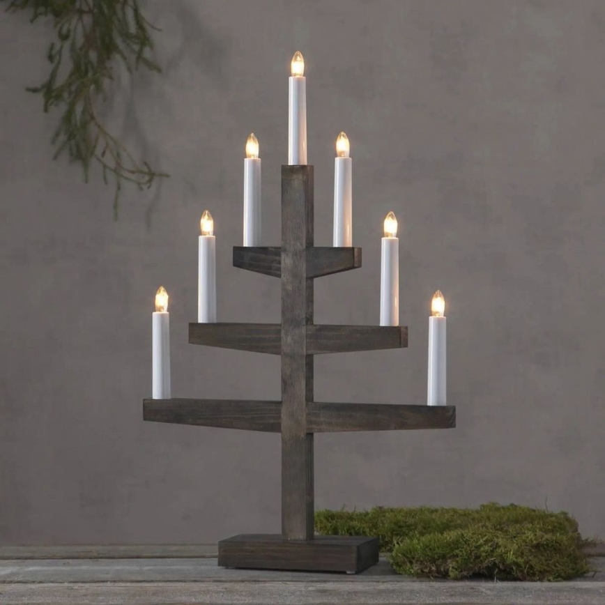 Eglo - Kerst Kandelaar 7xE10/3W/230V bruin