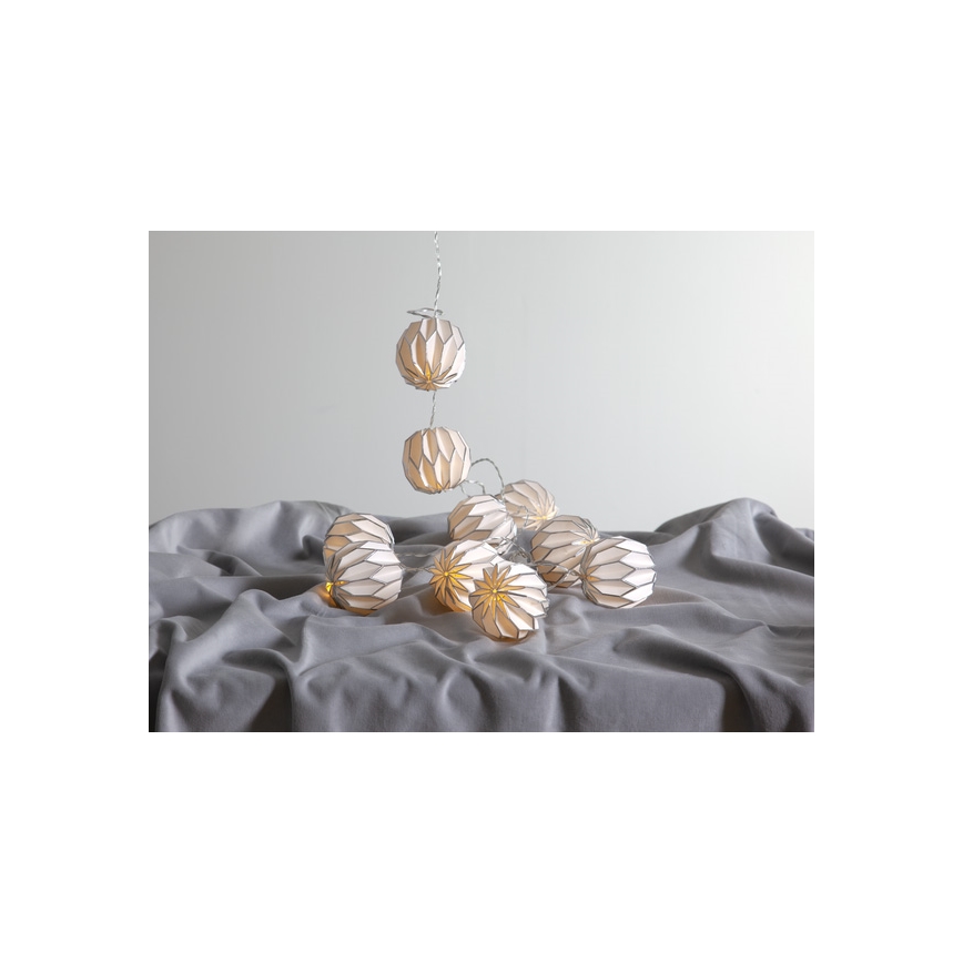 Eglo - LED Kerst lichtsnoer 10xLED/3xAA 2,75m wit/zilver