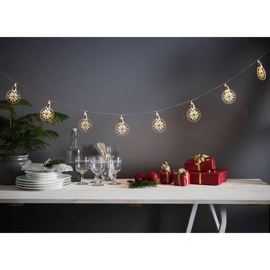 Eglo 411112 - LED Kerst lichtsnoer ORNAMENT 10xLED/3xAA 1,8m warm wit