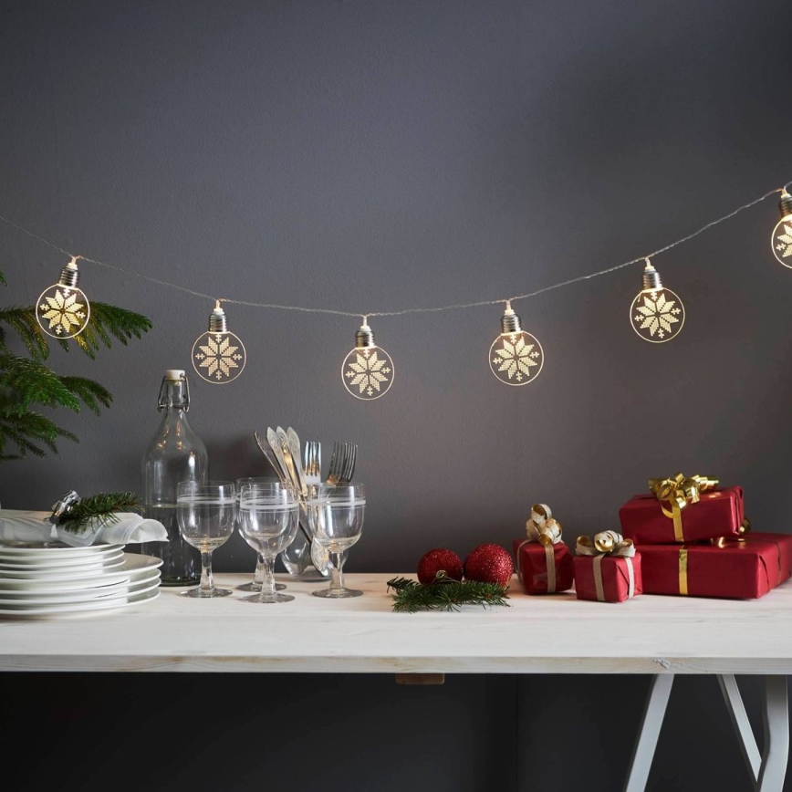 Eglo 411112 - LED Kerstverlichting ORNAMENT 10xLED/3xAA 2,4m warm wit