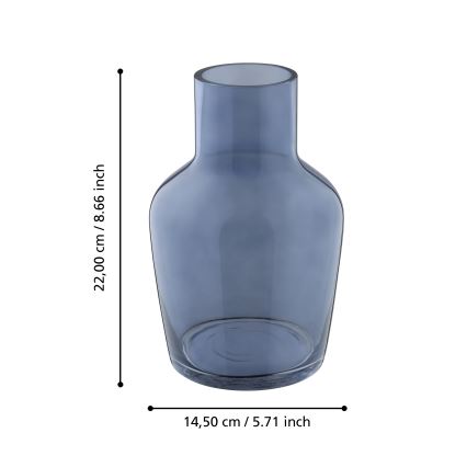 Eglo 421219 - Glazen vaas SIRANANA 22 x 14,5 cm blauw/rookgrijs