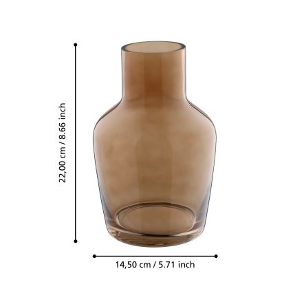 Eglo 421221 - Glazen vaas SIRANANA 22x14,5 cm bruin/rookkleurig