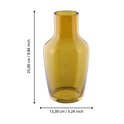 Eglo 421223 - Glazen vaas SIRANANA 25x13,3 cm geel/rookkleurig
