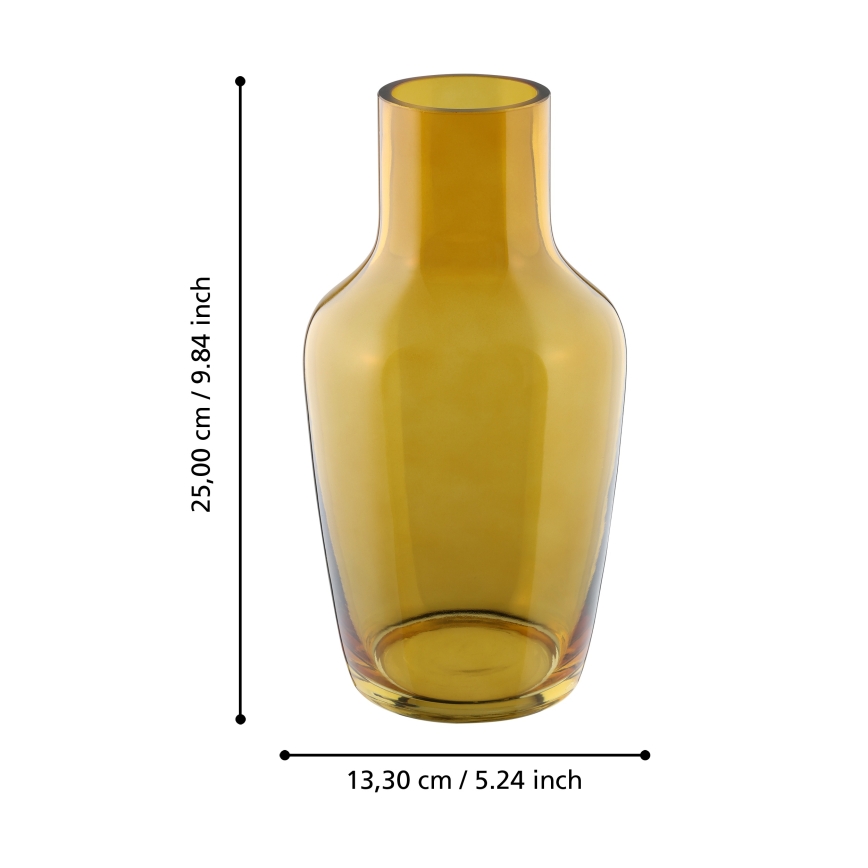 Eglo 421223 - Glazen vaas SIRANANA 25x13,3 cm geel/rookkleurig
