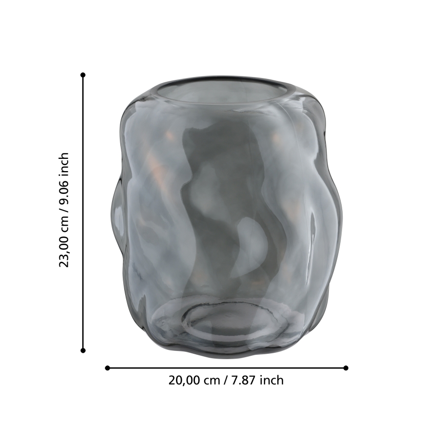 Eglo 421239 - Glazen vaas MAROSAVA 23x20 cm zwart/rookkleurig