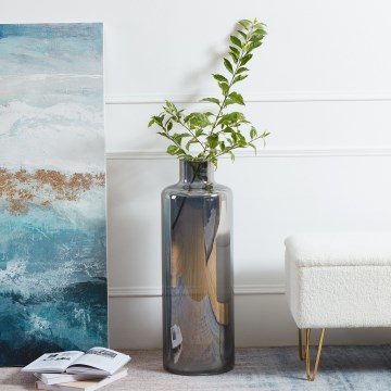 Eglo 421381 - Glazen vaas NABAS 73x25 cm zwart/rookglas