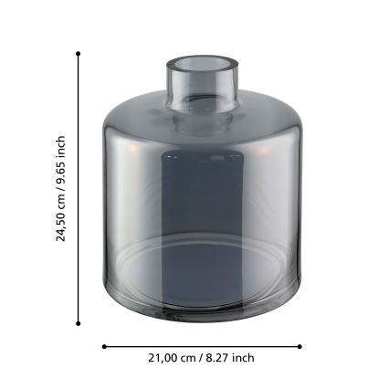 Eglo 421385 - Glazen vaas NABAS 24,5x21 cm zwart/rookglas