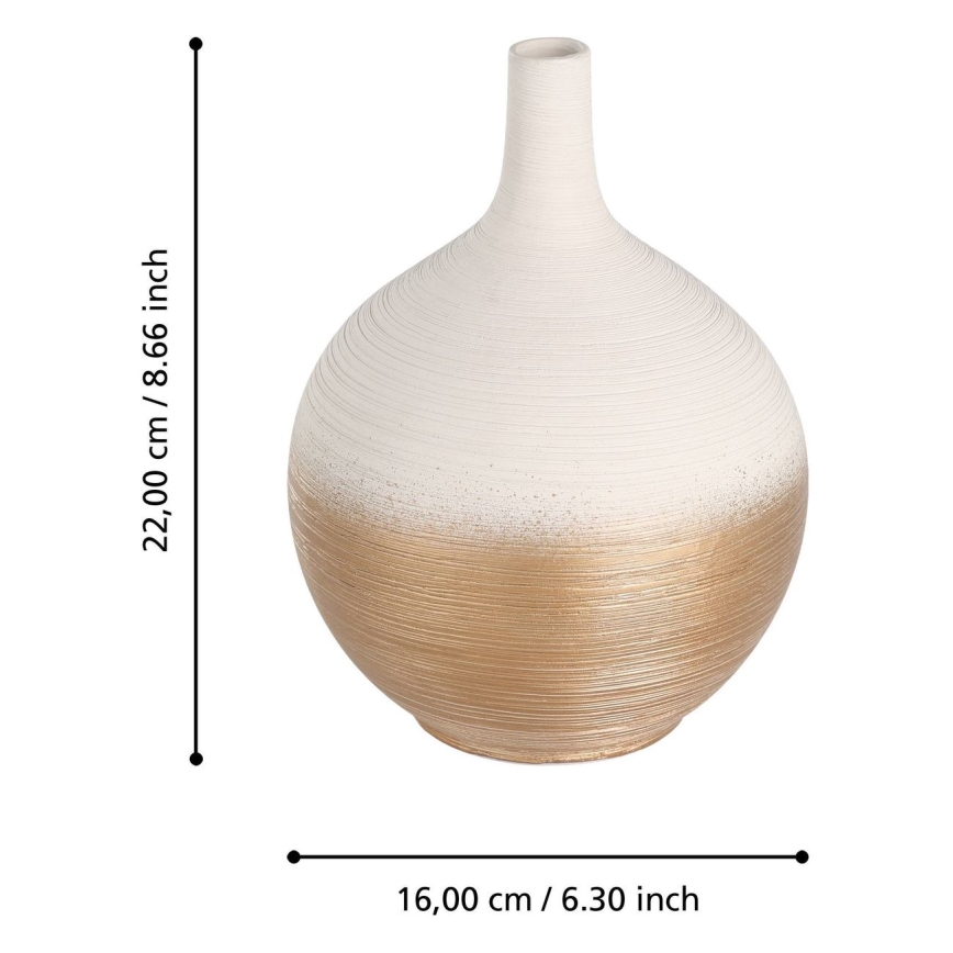 Eglo - Vaas van keramiek 22x16 cm wit/goud