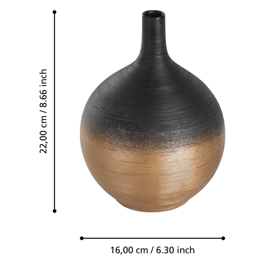 Eglo - Vaas van keramiek 22x16 cm zwart/goud