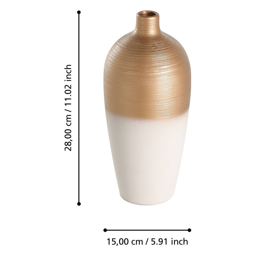Eglo - Vaas van keramiek 28x15 cm wit/goud