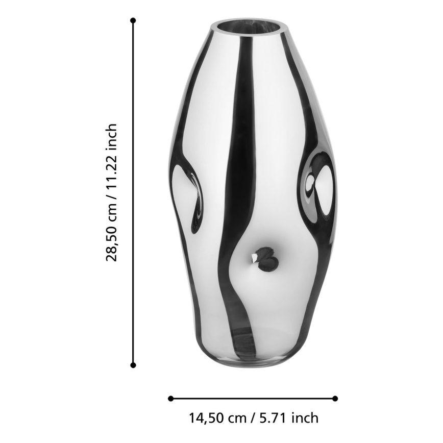 Eglo 421682 - Glazen vaas XIPORAI 28,5x14,5 cm glanzend chroom