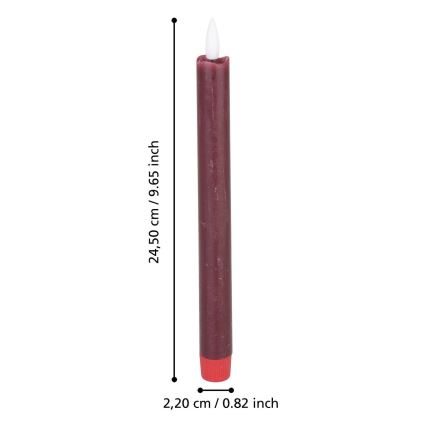 Eglo - SET 2x LED-kaars LED/1xAAA 24,5 cm rood