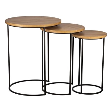 Eglo 424053 - Set van 3 bijzettafels TOWADA, bruin/zwart