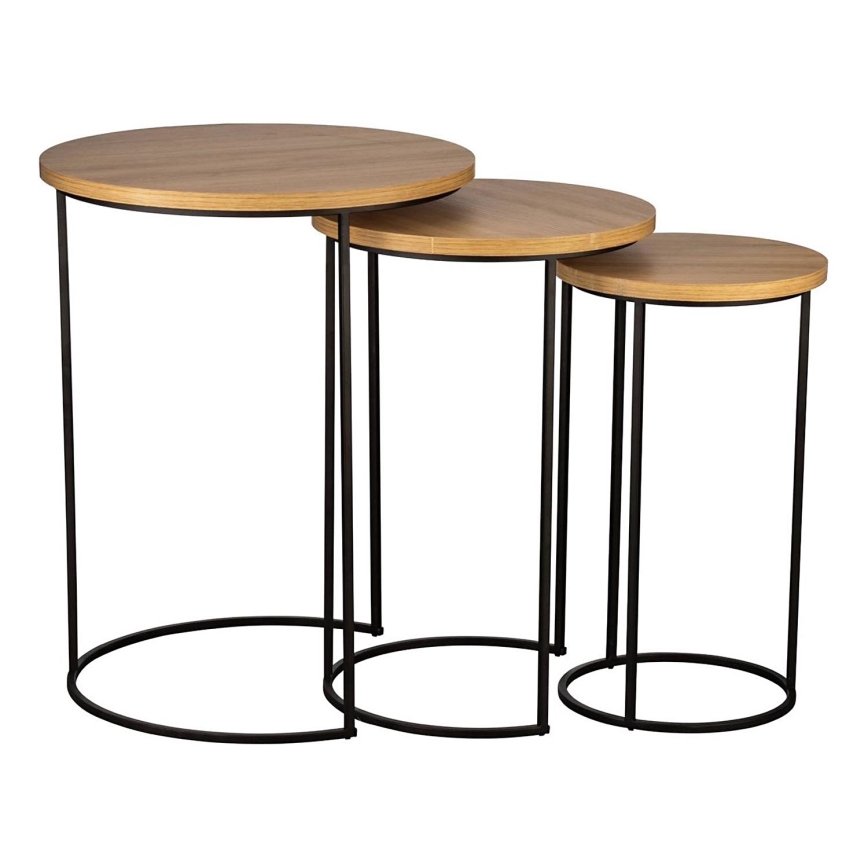 Eglo 424053 - Set van 3 bijzettafels TOWADA, bruin/zwart