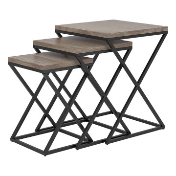 Eglo 424783 - SET van 3 bijzettafels CLONMANY bruin/zwart