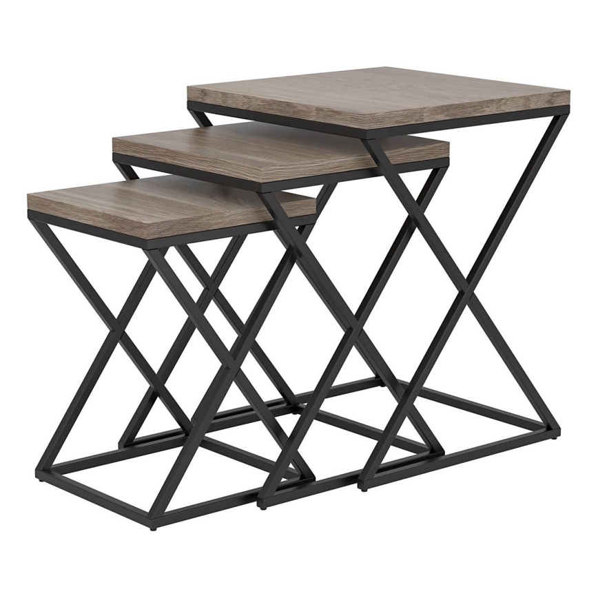 Eglo 424783 - SET van 3 bijzettafels CLONMANY bruin/zwart