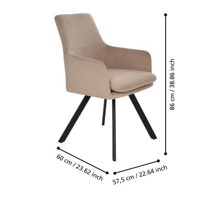 Eglo 424942 - Fauteuil APALIT 86x60 cm beige/zwart