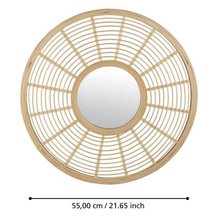 Eglo - Wandspiegel Ø 55 cm bamboe