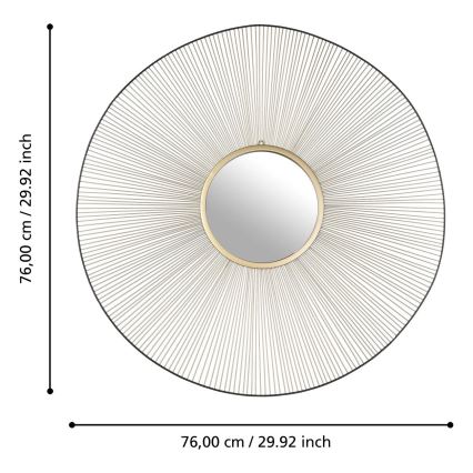 Eglo - muur spiegel diameter 76 cm goud/zwart