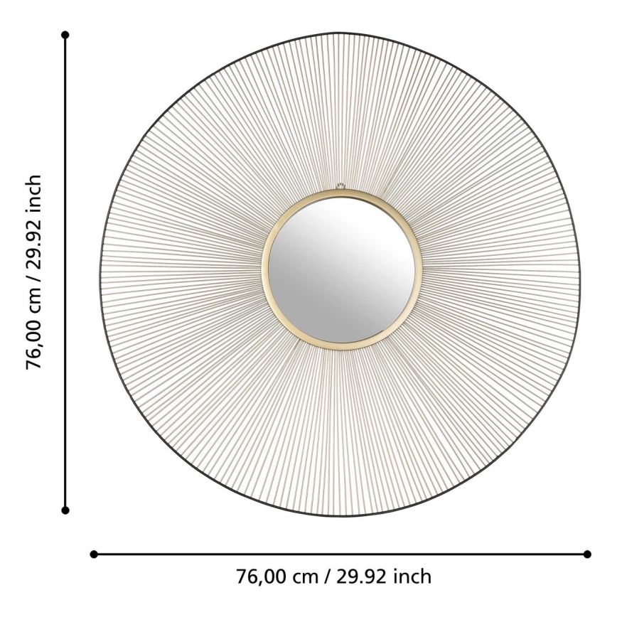 Eglo - muur spiegel diameter 76 cm goud/zwart
