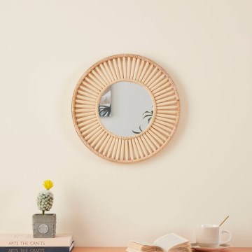 Eglo 425037 - Wandspiegel MITSUKE, Ø 40 cm, bamboe