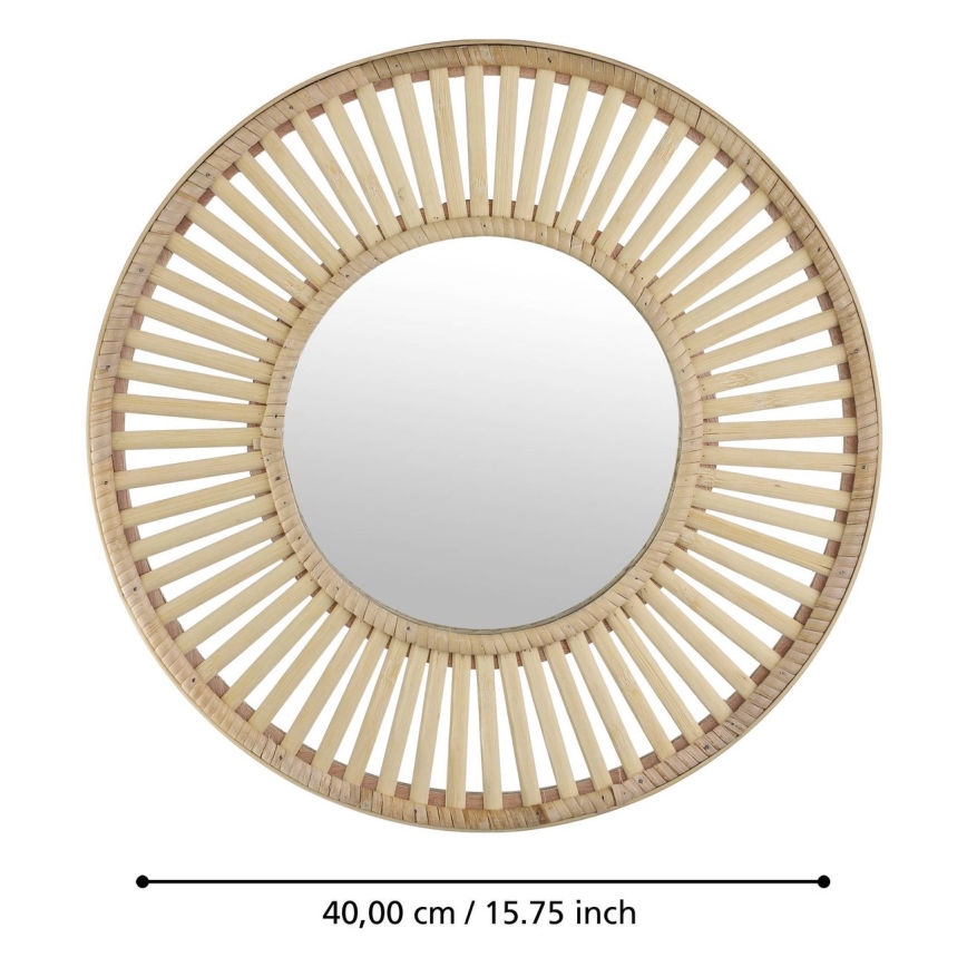 Eglo 425037 - Wandspiegel MITSUKE, Ø 40 cm, bamboe