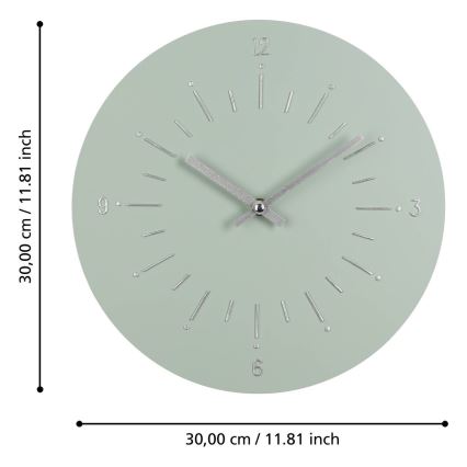 Eglo - Wand klok 1xAA diameter 30 cm groen