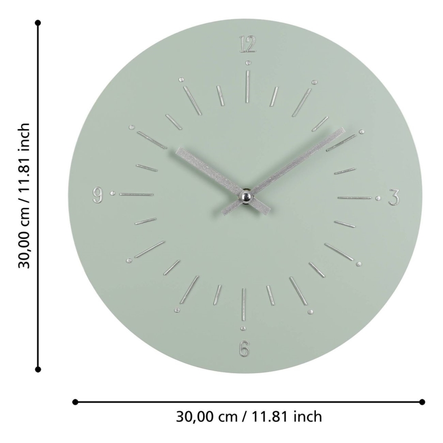 Eglo - Wand klok 1xAA diameter 30 cm groen