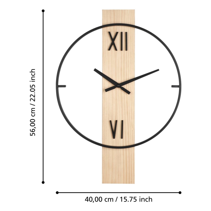 Eglo - Wand klok 1xAA 56x40 cm hout/metaal