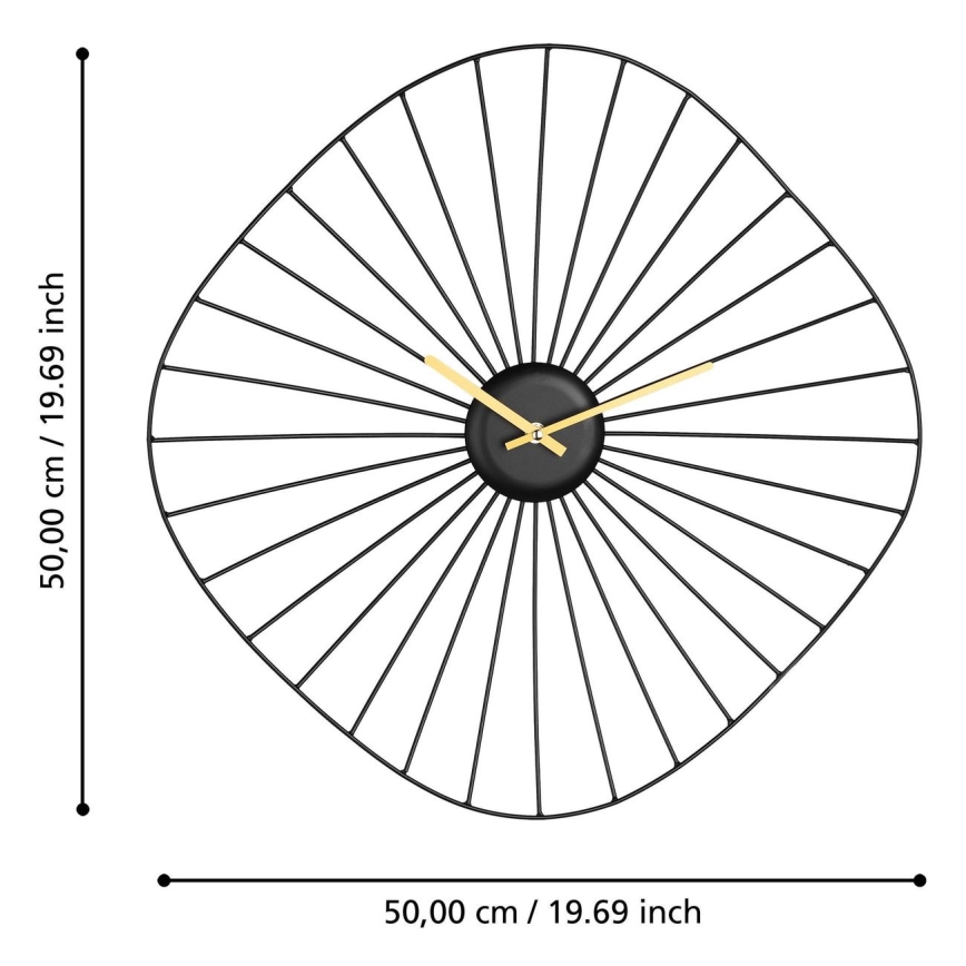 Eglo - Wand klok 1xAA 50x50 cm zwart