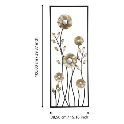 Eglo - wand decoratie 100x38,5 cm zwart/goud