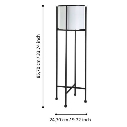 Eglo - Metalen bloempot 85,7x24,7 cm wit/zwart