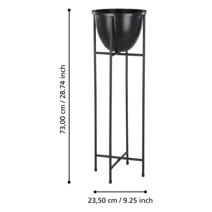 Eglo - Metalen bloempot 73x23,5 cm zwart