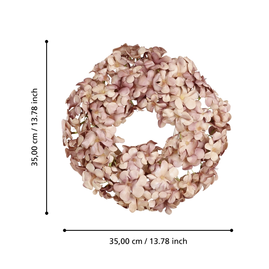 Eglo - Kunstmatige bloemenkrans diameter 35 cm roze