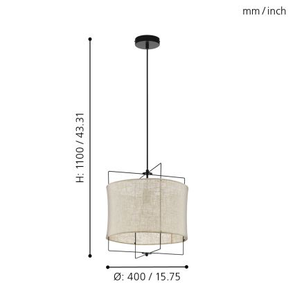 Eglo - Hanglamp aan koord 1xE27/60W/230V diameter 400mm