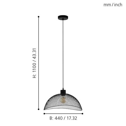 Eglo - Hanglamp aan koord 1xE27/60W/230V