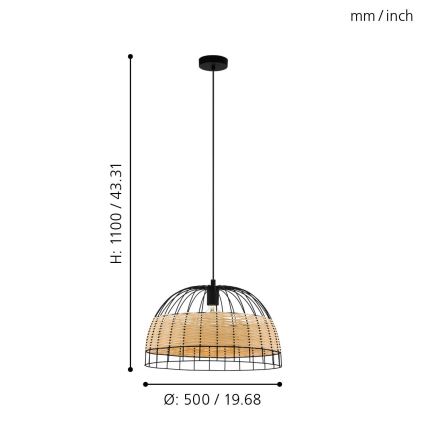 Eglo 43312 - Hanglamp aan koord ANWICK 1xE27/40W/230V