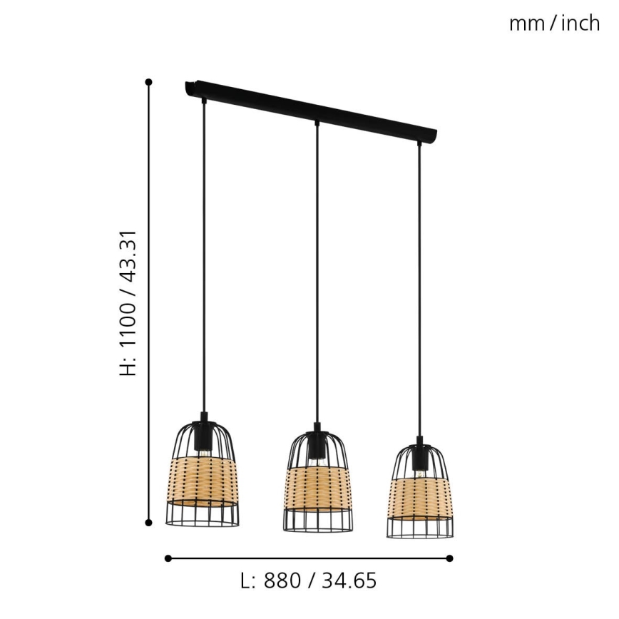 Eglo - Hanglamp aan koord 3xE27/40W/230V