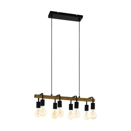 Eglo 43316 - Kabelhanglamp ERRIBERA 8xE27/40W/230V eik/zwart